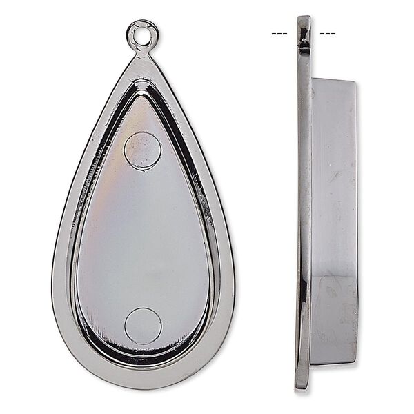 Focal, gunmetal-plated "pewter" (zinc-based alloy), 36x20mm teardrop with 28x14mm non-calibrated teardrop setting. Sold individually. image number 0