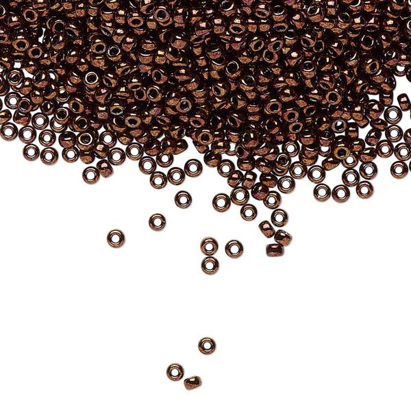 Seed bead, Miyuki, glass, pkg/25g, #11 rocaille, opaque metallic bronze, (RR-457B). image number 0