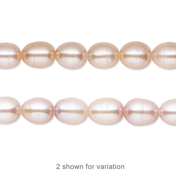 Pearl, cultured freshwater, mauve, 6-7mm rice, C grade, Mohs hardness 2-1/2 to 4. Sold per (2) 15" to 16" strands. image number 0