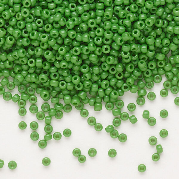 Seed bead, Dyna-Mites™, glass, pkg/1/2kg, #11 round, opaque green, (747 11/0 RR). image number 0