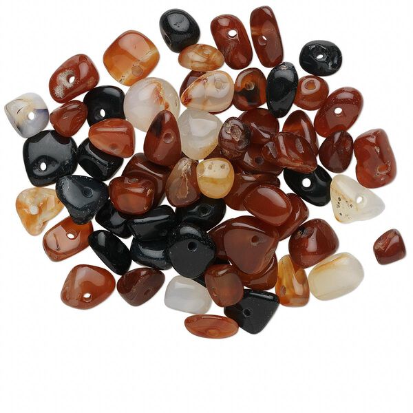 Bead mix, multi-agate (natural / dyed / heated), mixed colors, small to medium nugget, Mohs hardness 6-1/2 to 7. Sold per 1/4 pound pkg, approximately 50-75 beads. image number 0