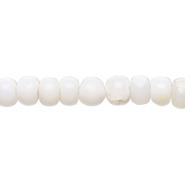 White opal 1pkg1, hand-cut rondelle / round bead natural 14 inch 7x5mm / 7mm image number 0