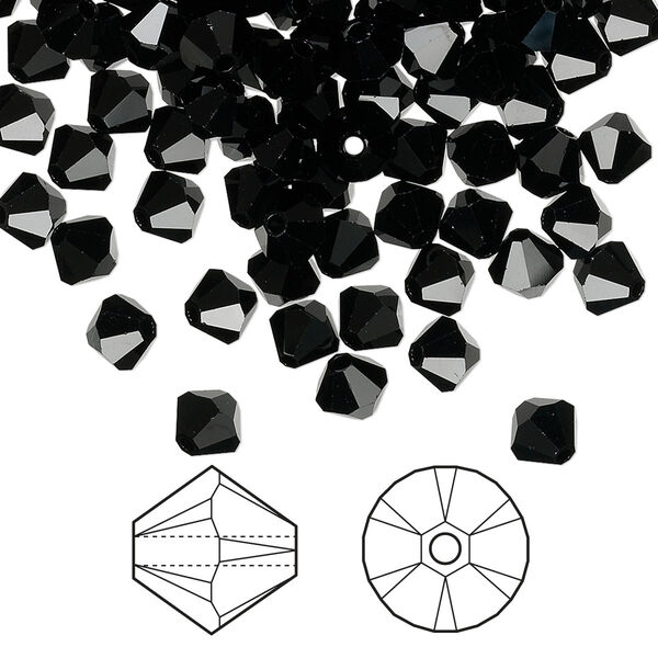 Bead 144pk jet, Crystal Passions® 5mm bicone 5328 image number 0