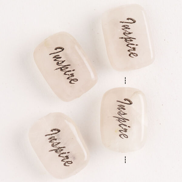 Rose quartz / enamel 1pkg4, double-sided "Inspire" flat rectangle bead 18x13mm-18x14mm image number 0