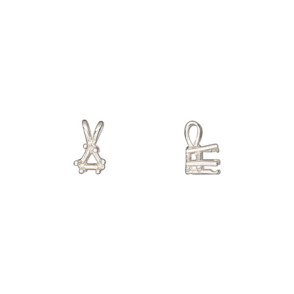 Pendant, Sure-Set™, sterling silver, 4mm with 6-prong triangle basket setting. Sold individually. image number 0