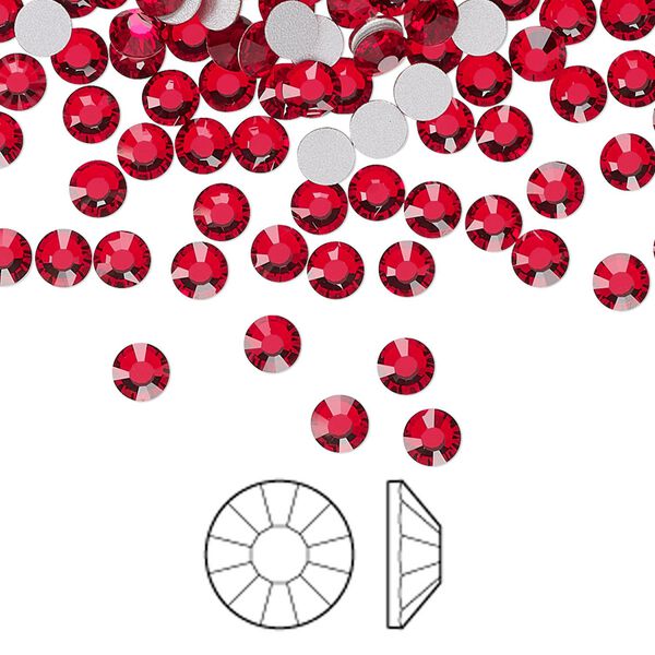 Flat back 144pk light Siam foil back, Preciosa Viva 12® Czech crystal rhinestone 3.8-4mm chaton rose round SS16 image number 0