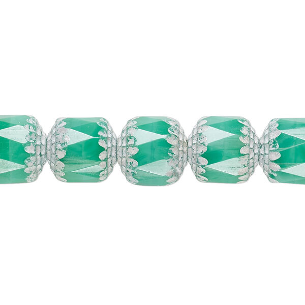Bead, Czech glass, opaque turquoise blue and white, 10mm round cathedral. Sold per 15-1/2" to 16" strand. image number 0