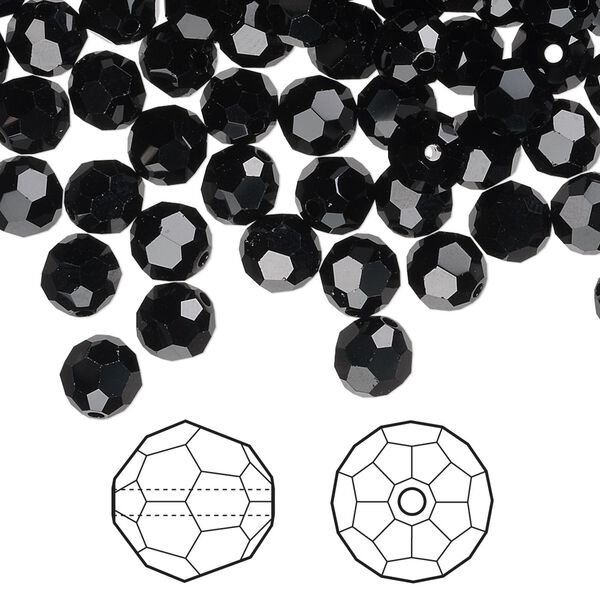 Bead 144pk jet, Crystal Passions® 6mm round 5000 image number 0