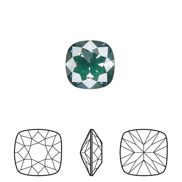 Fancy stone 1pk crystal pine green ignite LacquerPRO, Crystal Passions® 12mm cushion 4470 image number 0