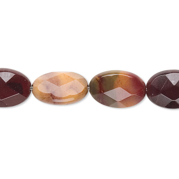 Moukaite jasper 1pkg1, faceted flat oval bead natural 15.5-16 inch 14x10mm image number 0
