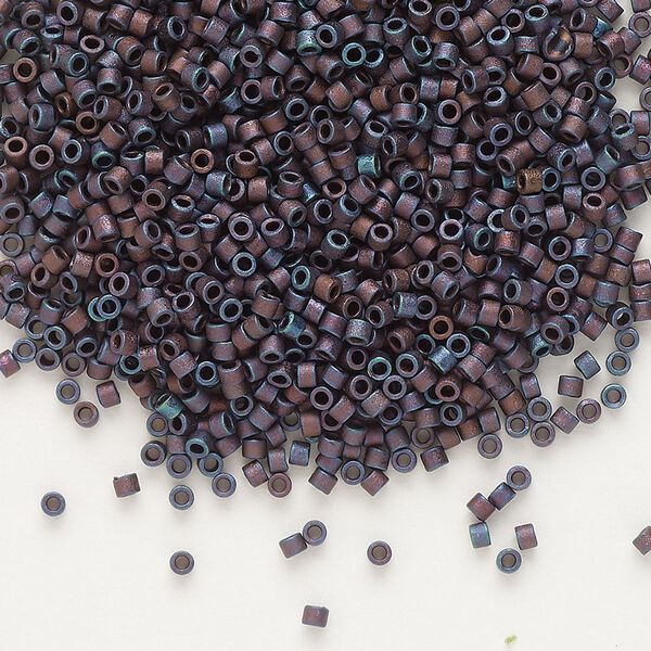 Seed bead, Delica®, glass, pkg/250g, #11 round, opaque matte metallic iris dark purple (DB-0323). image number 0