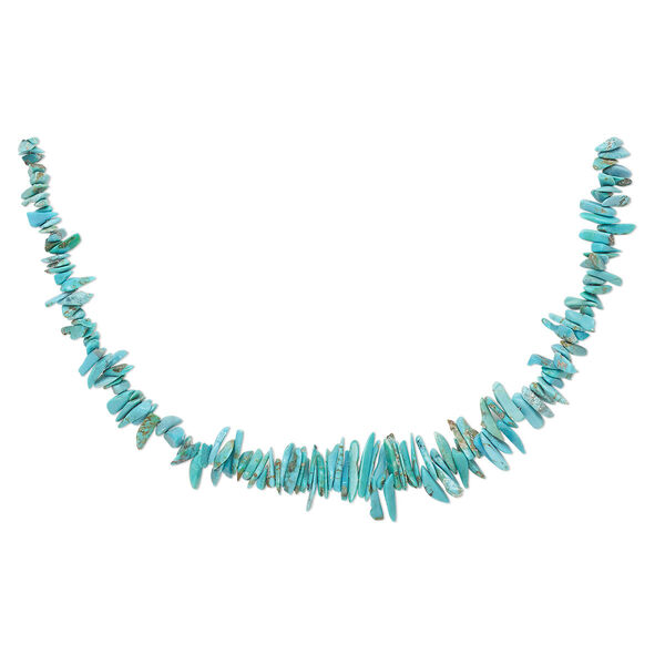 Bead, turquoise (stabilized), medium to large hand-cut top-drilled Hawaiian chip, Mohs hardness 5 to 6. Sold per 8-inch strand, approximately 130 to 160 beads. image number 0