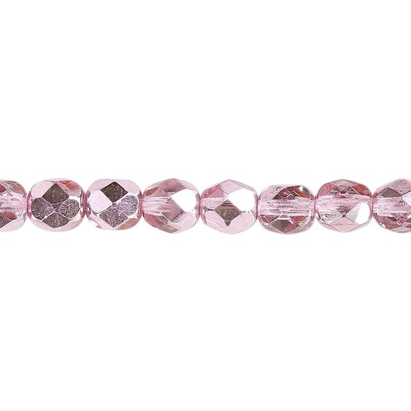 Bead, Czech fire-polished glass, opaque metallic watermelon, 6mm faceted round. Sold per pkg of 1,200 (1 mass). image number 0