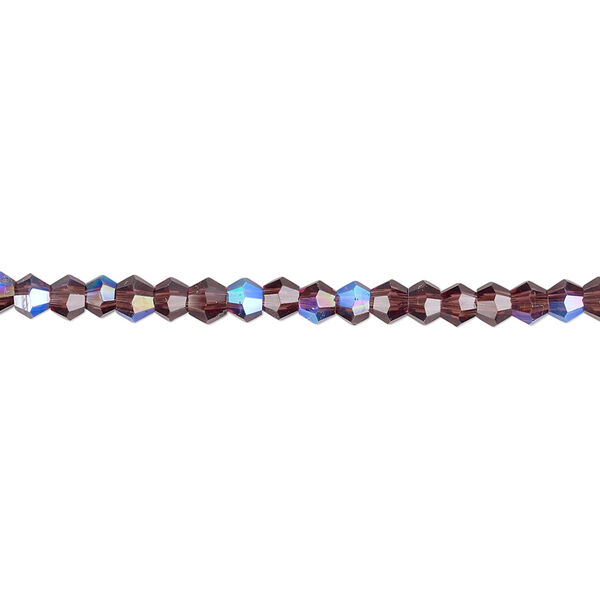 Bead 1pk 16 facets translucent amethyst purple AB, Celestial Crystal® 3mm bicone 15.5-16 inch image number 0