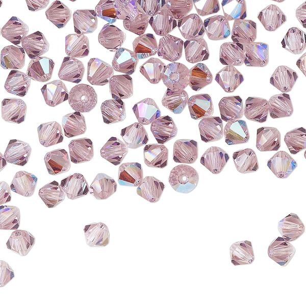 Bead 48pk light amethyst glitter, Preciosa Czech crystal 4mm bicone image number 0