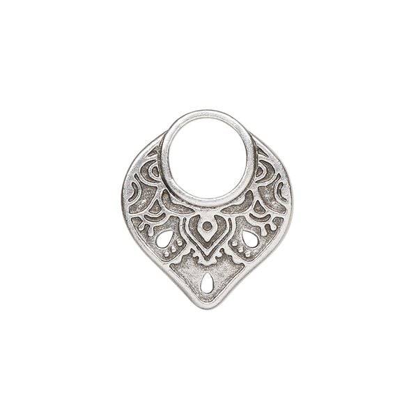 Connector, TierraCast®, "Caravan" collection, antique silver-plated pewter (tin-based alloy), 21x18.5mm double-sided temple with 3 holes and (1) 8mm loop. Sold per pkg of 20. image number 0