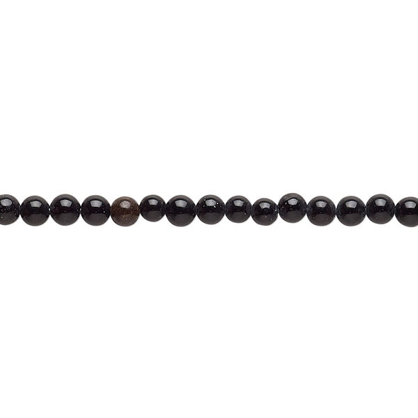 Black onyx 1pkg1, round bead 15 inch 3-4mm image number 0