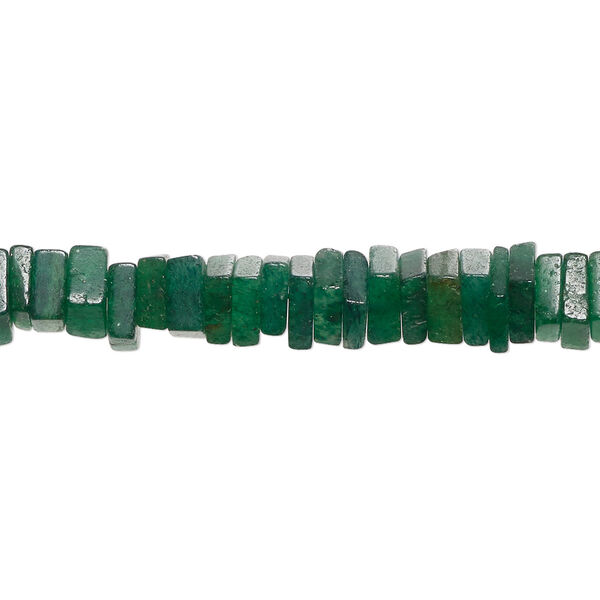 Emerald green aventurine 1pkg1, hand-cut flat square bead natural 8 inch 5x1mm-6x3mm image number 0