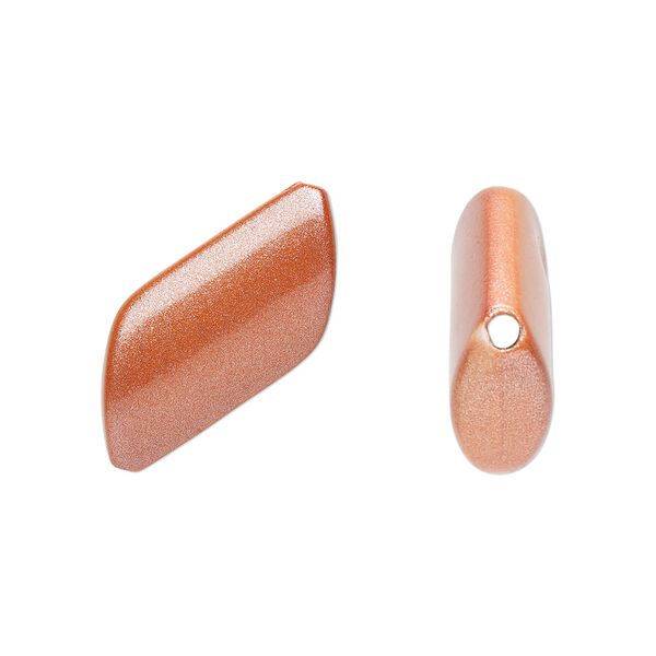Bead, acrylic, pearlized orange, 36x21mm trapezoid round. Sold per pkg of 40. image number 0
