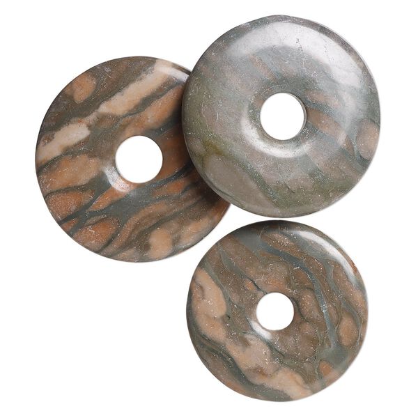 Canyon marble 1pkg3, undrilled donut focal natural mix 40-45mm image number 0
