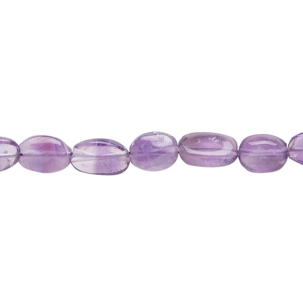 Amethyst 1pkg1, hand-cut flat oval bead natural C grade, 15.5-16 inch 7x5mm-12x8mm image number 0