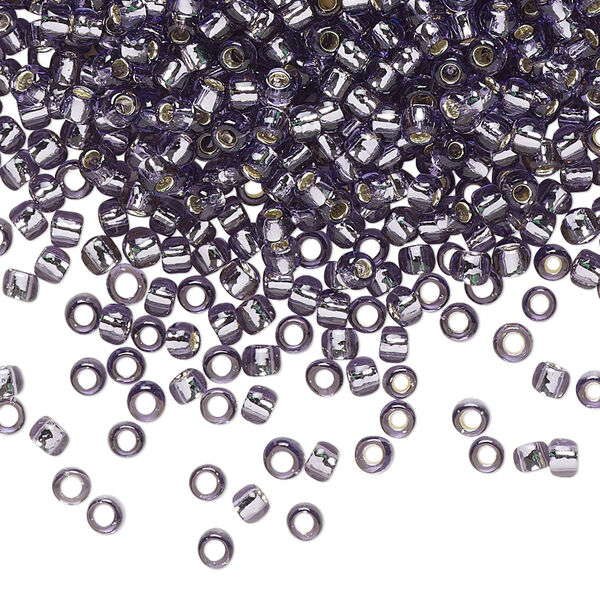 Seed bead, TOHO BEADS®, glass, pkg/50g, #8 round, transparent silver-lined tanzanite (TR-08-39). image number 0