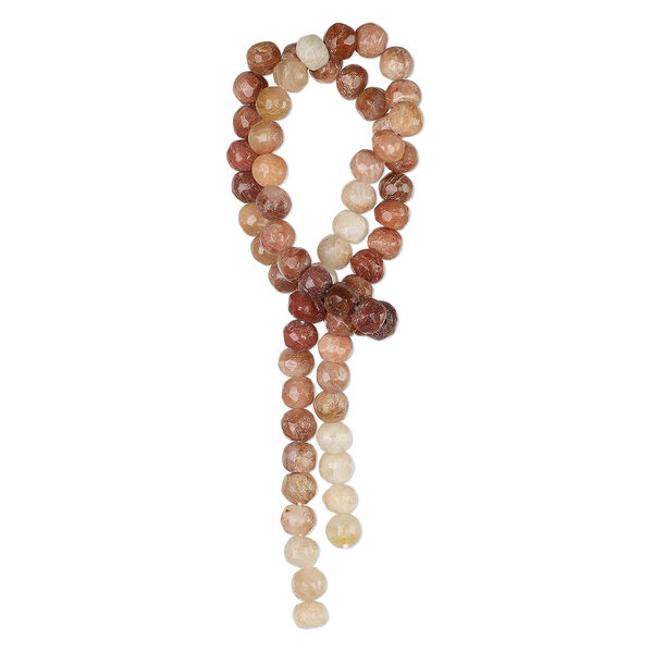 Sunstone 1pkg1, hand-cut tumbled faceted rondelle bead natural 14 inch 6x5mm-7x6mm image number 0