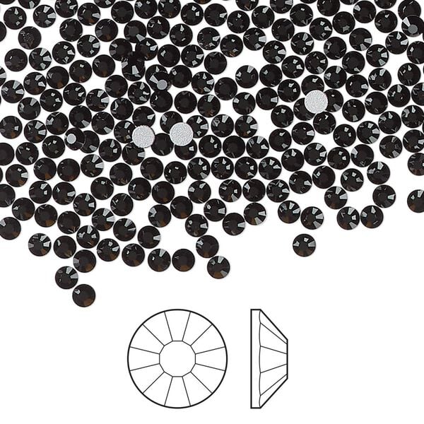 Flat back 144pk jet foil back, Preciosa Viva 12® Czech crystal rhinestone 2.3-2.5mm chaton rose round SS8 image number 0