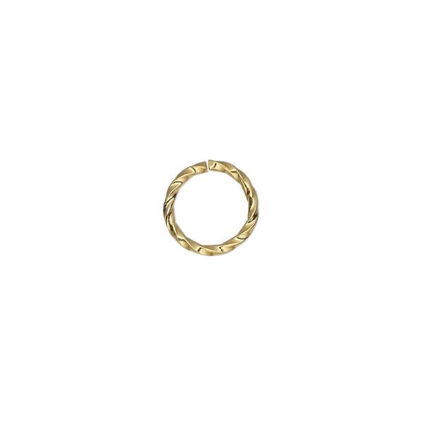Jump ring, gold-plated brass, 10mm twisted round, 8mm inside diameter, 16 gauge. Sold per pkg of 500. image number 0