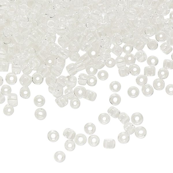 Seed bead, TOHO BEADS®, glass, pkg/7.5g, #8 round, transparent crystal clear (TR-08-1). image number 0