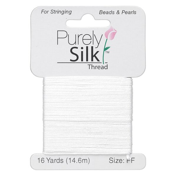Thread, Purely Silk™, white, size FF. Sold per 16-yard card. image number 0