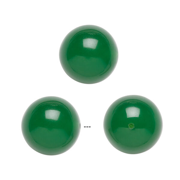 Green agate 1pkg2, half-drilled round bead B grade, 12mm image number 0