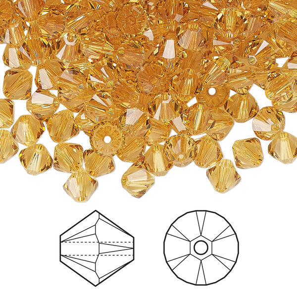 Bead 720pk golden topaz, Swarovski® 5mm XILION bicone 5328 image number 0