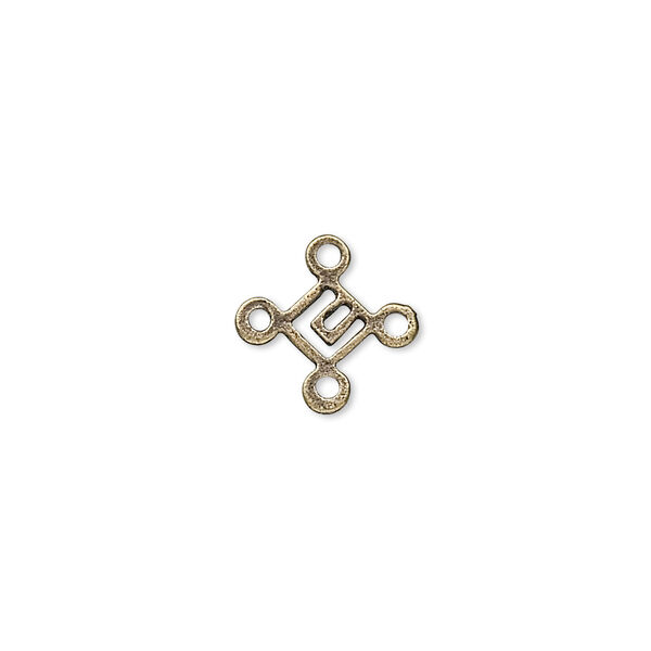 Link, antiqued brass-finished "pewter" (zinc-based alloy), 6x6mm square. Sold per pkg of 100. image number 0