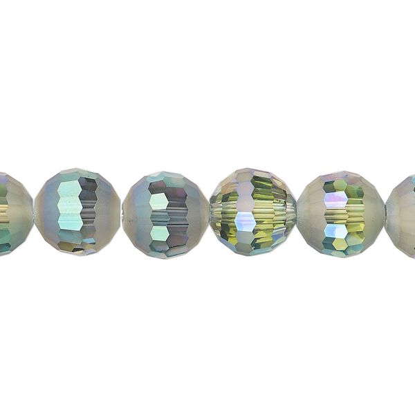 Bead 1pk 96 facets translucent peacock AB half-matte, Celestial Crystal® 10mm round 8 inch image number 0