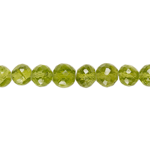 Peridot 1pkg1, hand-cut faceted round bead natural 8 inch graduated 3-7mm image number 0
