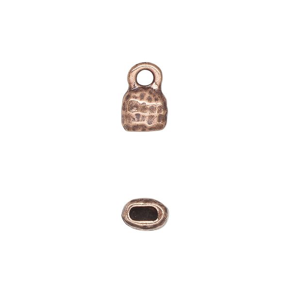 End cap, TierraCast®, "Hammertone" collection, antique copper-plated pewter (tin-based alloy), 7mm hammered cap. Sold per pkg of 20. image number 0