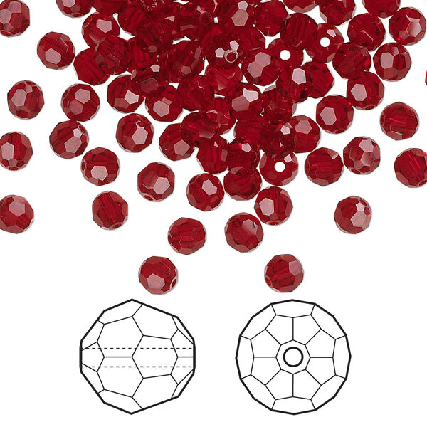 Bead 720pk Siam, Swarovski® 4mm round 5000 image number 0