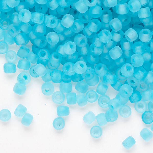 Glass Dyna-Mites™ seed bead 1pkg1, #6 round translucent inside dyed color matte sea green (245MA 6/0 RR) 40g image number 0