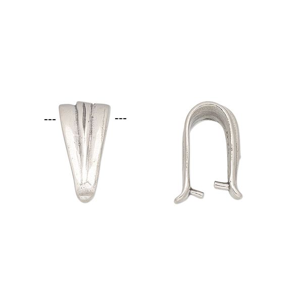 Bail, ice-pick, antiqued sterling silver, 14x7mm triangle, 10mm grip length. Sold individually. image number 0