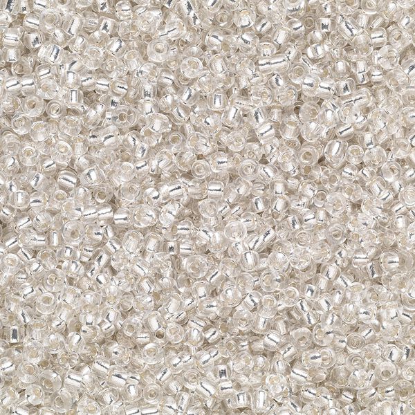 Seed bead, Ming Tree™, glass, pkg/1 pound, #11 round, transparent silver-lined clear. image number 0