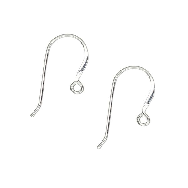 Ear wire fishhook 1pkg8 silver-plated, 14mm flat / open loop, 21 gauge brass 4 pair image number 0