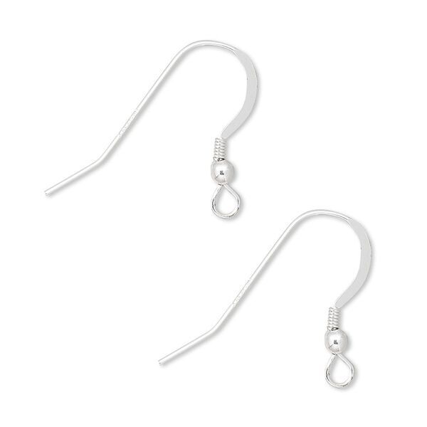 Ear wire fishhook 1pkg10 sterling silver-filled, 18mm flat / 2.5mm ball / 3mm coil / open loop, 22 gauge 5 pair image number 0