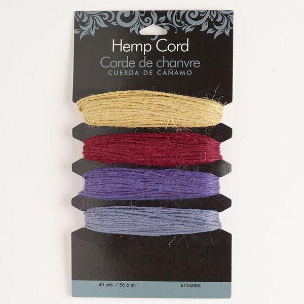 Cord assortment, hemp, mixed colors, 1mm round. Sold per pkg of 40 yards. image number 0