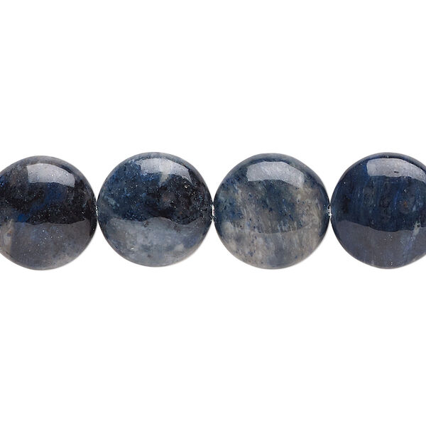 Flower dumortierite 1pkg1, puffed flat round bead natural B grade, 8 inch 12mm image number 0