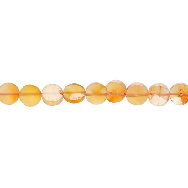 Carnelian 1pkg1, hand-cut faceted flat round bead 14 inch 5-6mm image number 0