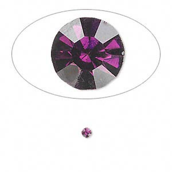 Chaton, glass rhinestone, amethyst purple, foil back, 2.4-2.5mm faceted round, PP18. Sold per pkg of 72. image number 0