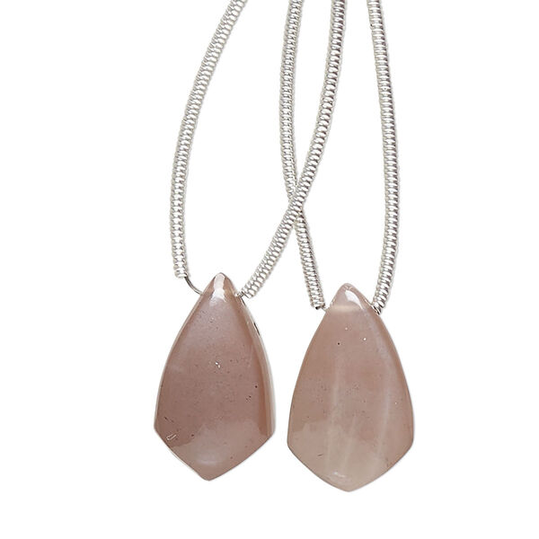 Coffee moonstone 1pkg2, hand-cut top-drilled puffed kite bead natural 17x10mm image number 0