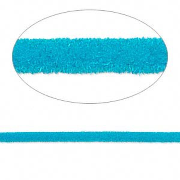 Cord, velveteen and rubber, turquoise blue, 2mm round with 0.45-1mm hole. Sold per pkg of 5 feet. image number 0