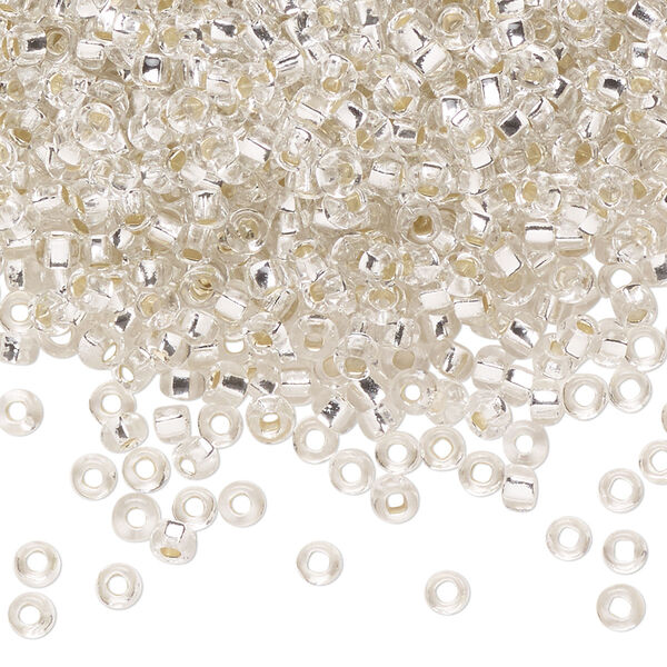 Seed bead, Preciosa Ornela Czech glass, pkg/50g, #8 rocaille, transparent silver-lined clear, (78102). image number 0